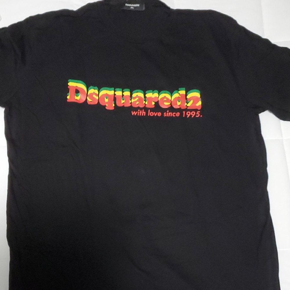 DSQUARED2 Black Tee with Red and Yellow Logo